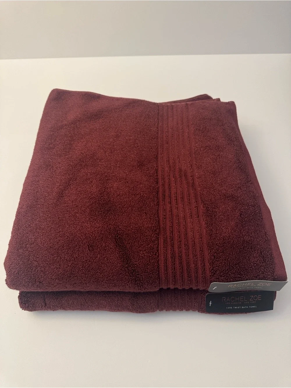 2pc RACHEL ZOE Luxe Twist Bath Towel Set - MERLOTMG - Cotton/Rayon From Bamboo